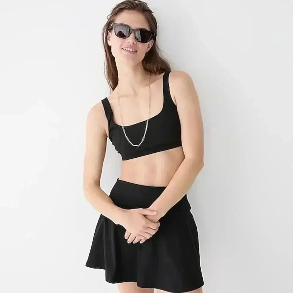 J.Crew CloudStretch scoopneck sports bra Black NWT XS